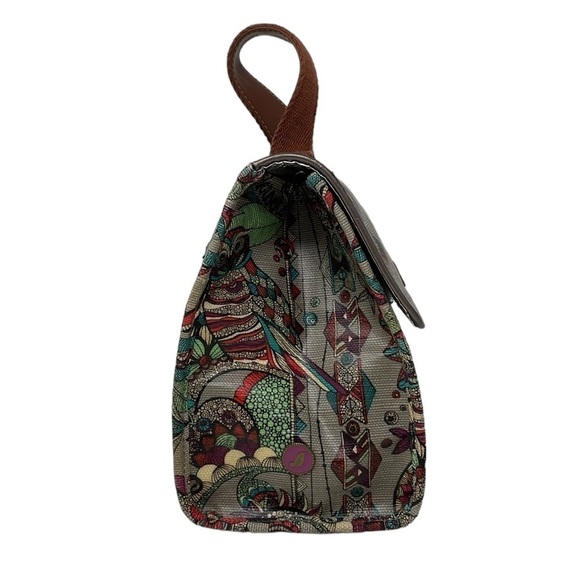 Sakroots Lunchbox Women's Brown Red Owl Print Insulated Hook & Loop Closure - Picture 4 of 14